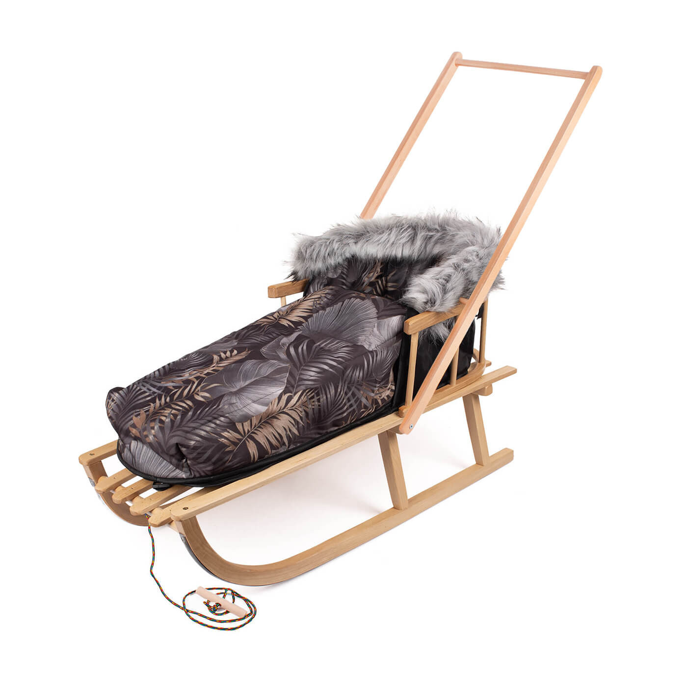 Sanki ze śpiworkiem, oparciem + śpiworek, sznurek z uchwytem zestaw