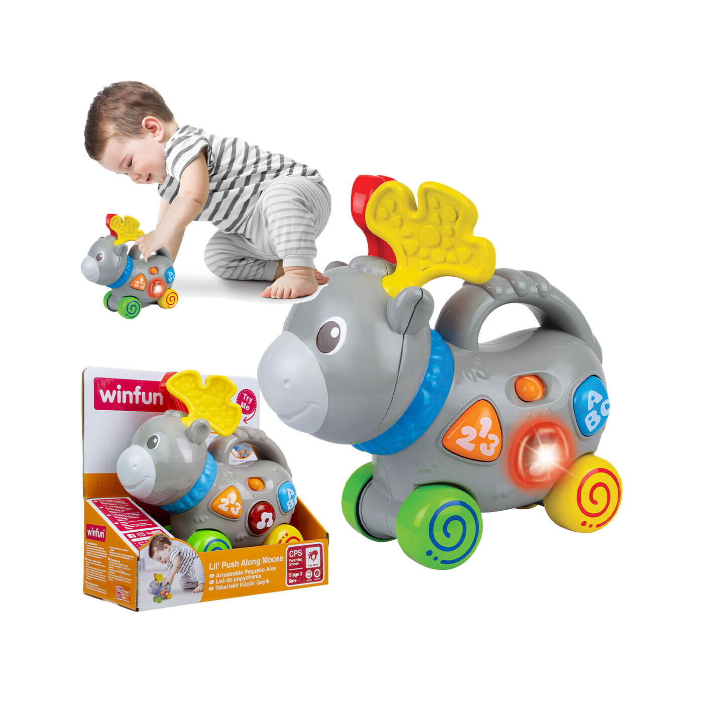 Łoś Jeżdżący Smily Play 000768 – Interaktywny łoś z dźwiękiem i światłem dla niemowląt