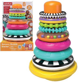 Piramidka sensoryczna, wieża do układania Anek Winfun – bezpieczna zabawka dla niemowlaka