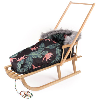 Sanki z pchaczem + stylowy śpiworek, sznurek z uchwytem zestaw