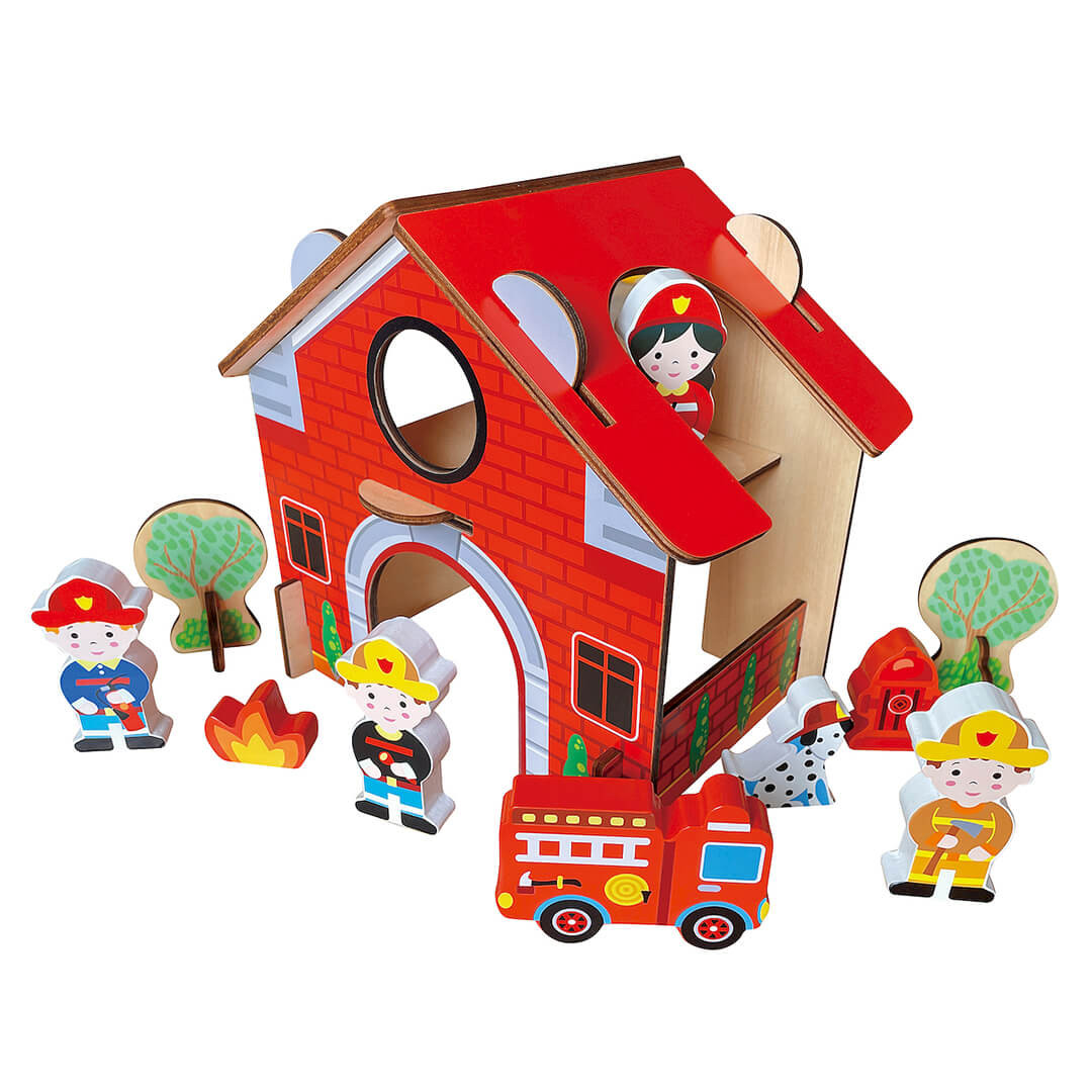 Drewniana remiza strażacka zestaw edukacyjny 