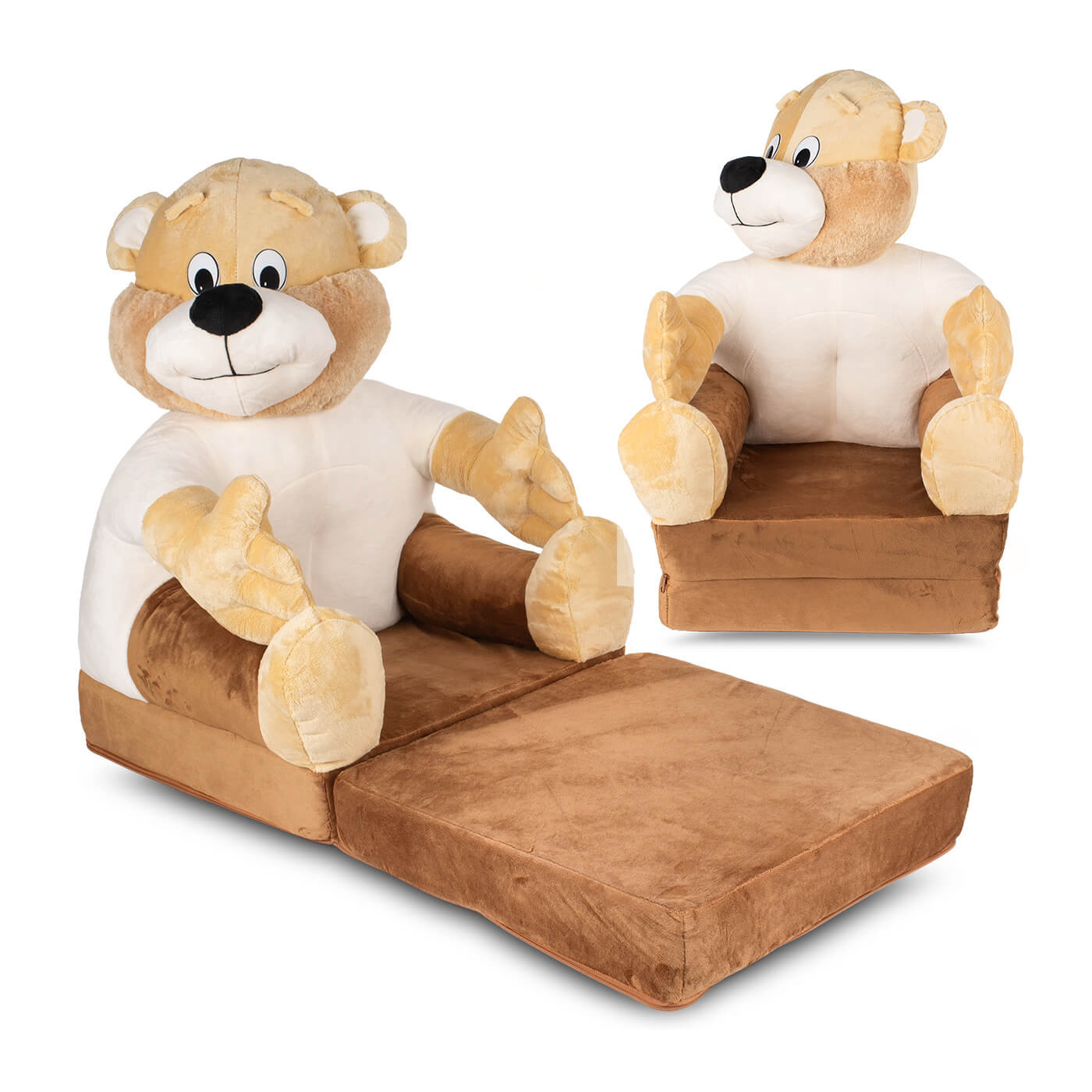 Fotelik pluszowy dla dzieci rozkładany do leżenia, Pufa, Krzesełko