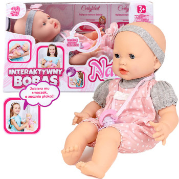 Lalka bobas mimiczna interaktywna lalka mówiąca niemowlę 41 cm – mówi, śpi, reaguje