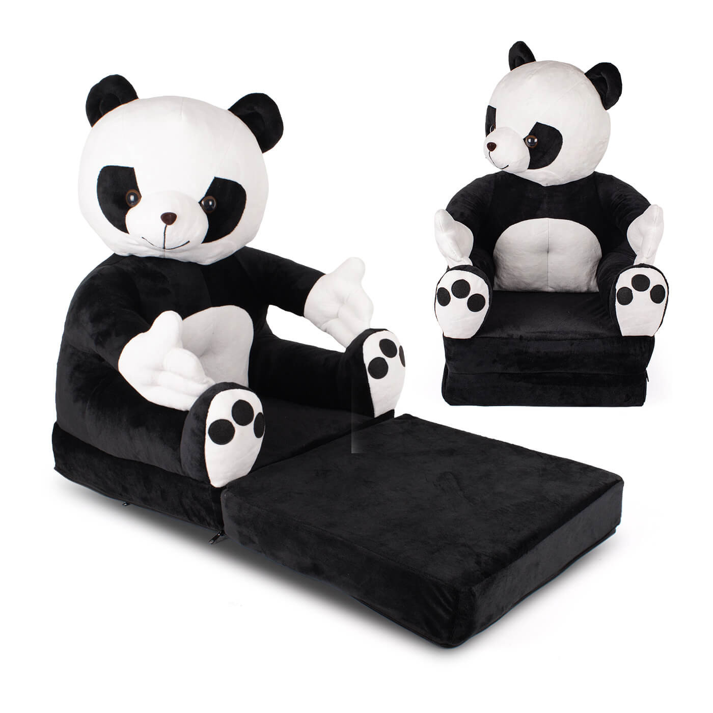 Fotelik pluszowy dla dziecka, rozkładany fotel dziecięcy - Miś pluszowy PANDA