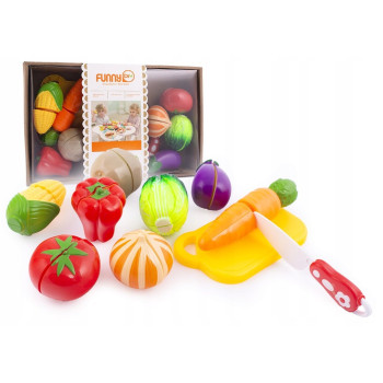 Zestaw warzyw, owoców na rzep z akcesoriami deska nożyk 10 el.