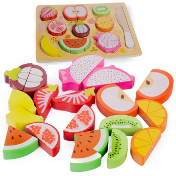 Drewniane owoce do krojenia na magnes zabawka edukacyjna 3+