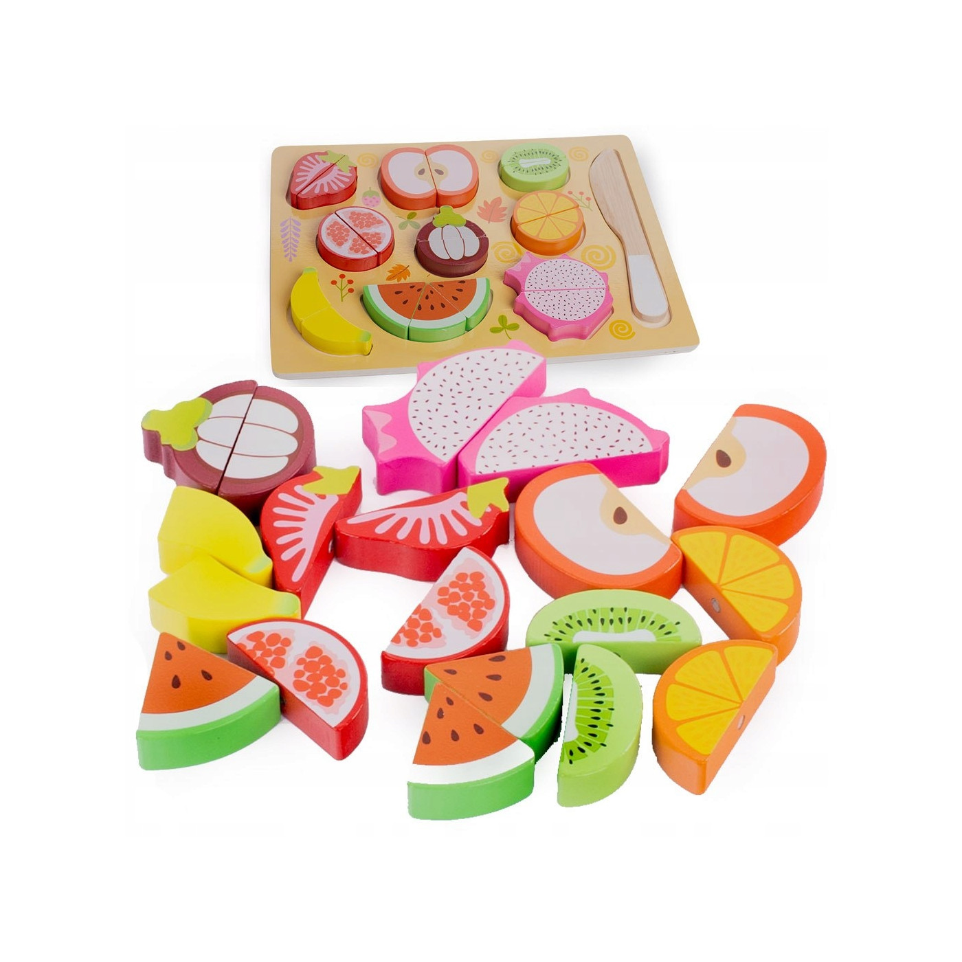 Drewniane owoce do krojenia na magnes zabawka edukacyjna 3+