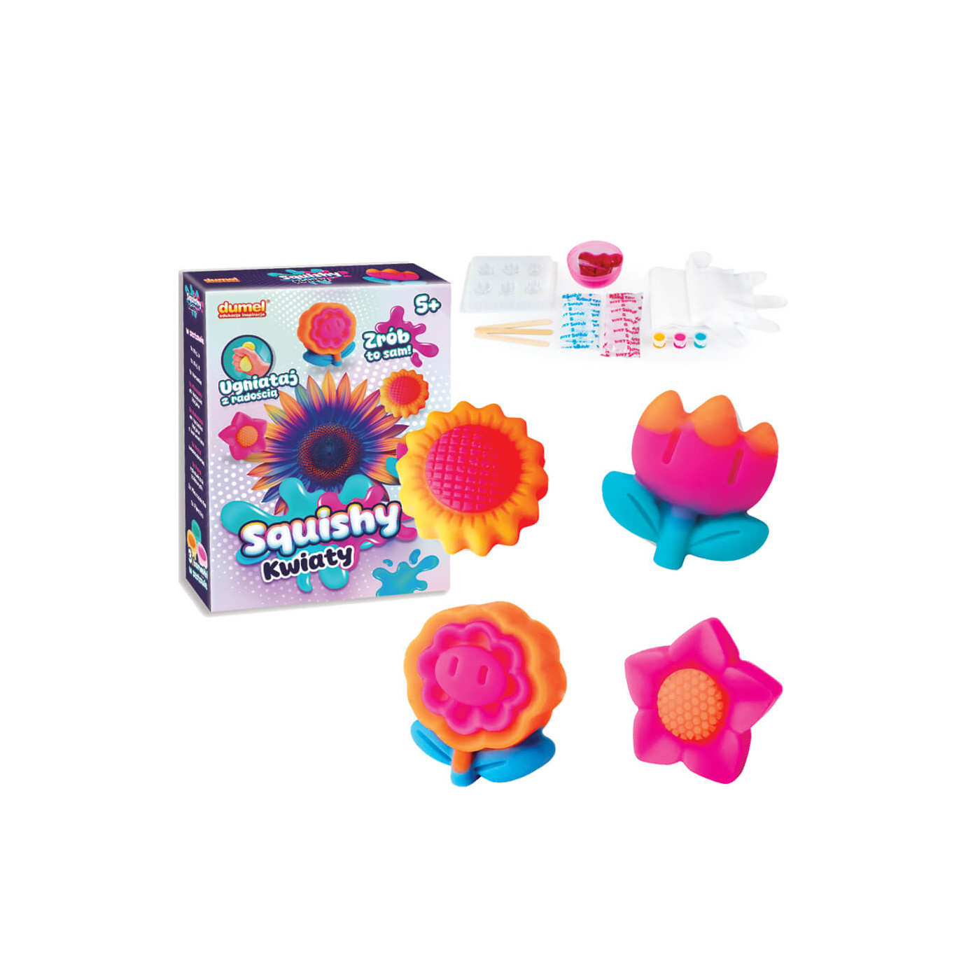 Zestaw kreatywny tworzenie kolorowych kwiatów z masy Squishy Dumel 5+