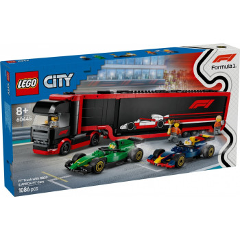 Klocki LEGO City 60445 F1 Ciężarówka z bolidami RB20 i AMR24 F1
