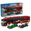 Klocki LEGO City 60445 F1 Ciężarówka z bolidami RB20 i AMR24 F1
