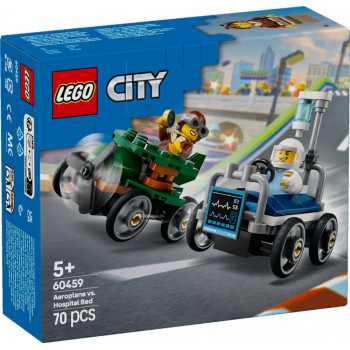 Klocki LEGO City 60459 Zestaw wyścigówek: samolot kontra łóżko szpitalne