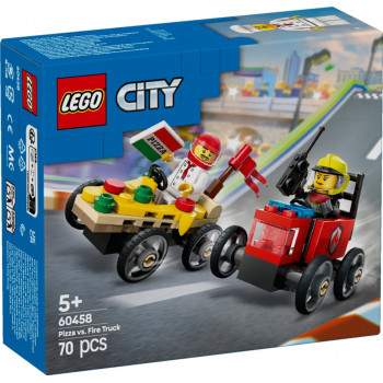 Klocki LEGO City 60458 Zestaw wyścigówek: pizza kontra wóz strażacki