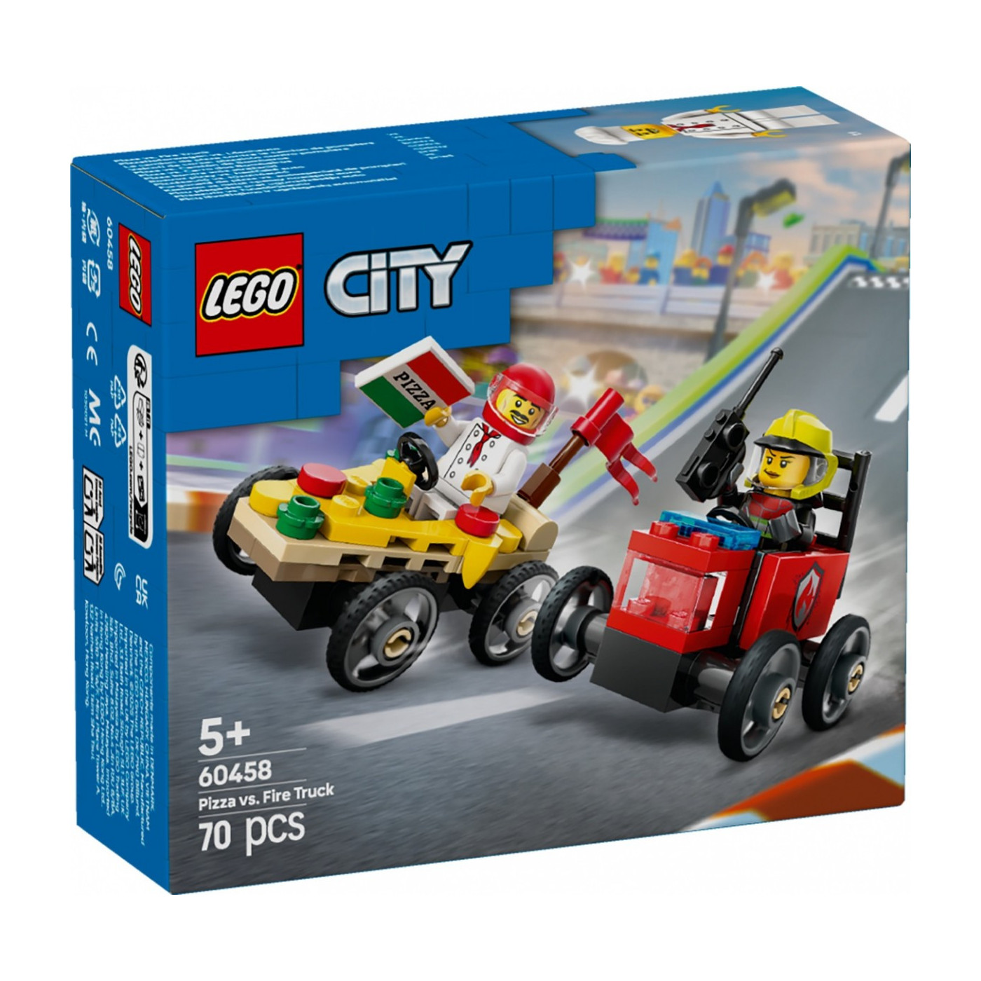 Klocki LEGO City 60458 Zestaw wyścigówek: pizza kontra wóz strażacki