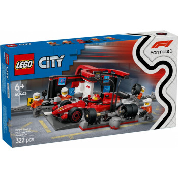 Klocki LEGO City 60443 F1 Pit stop i mechanicy z bolidem Ferrari