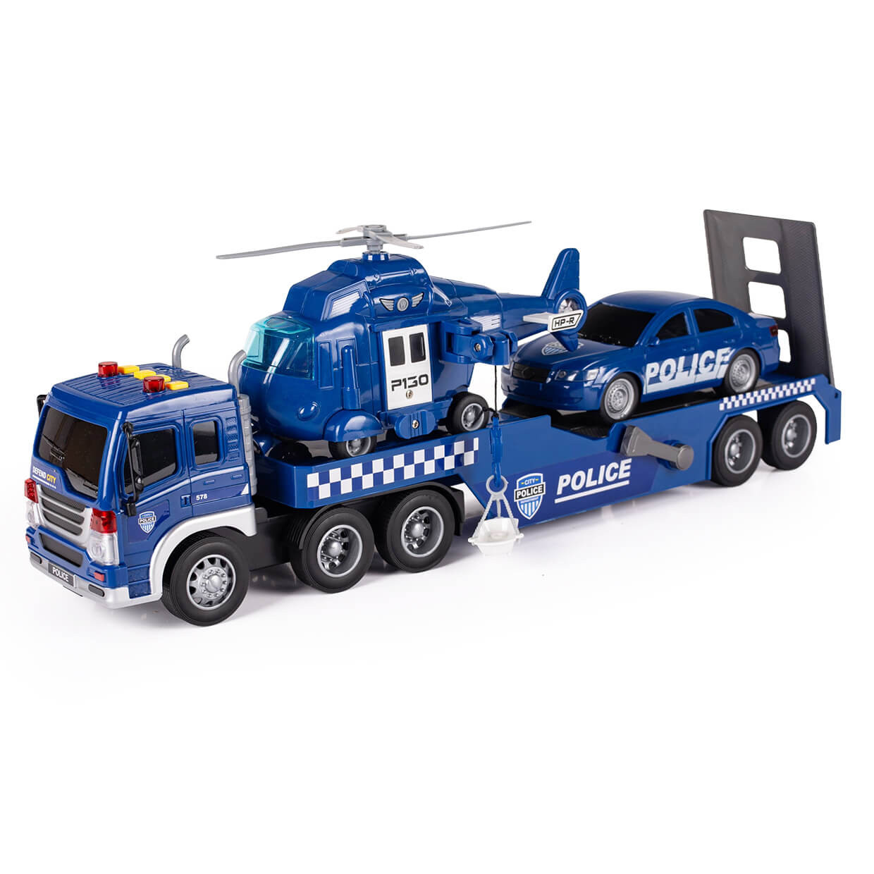 Auto policyjne zestaw policyjny tir, radiowóz i helikopter