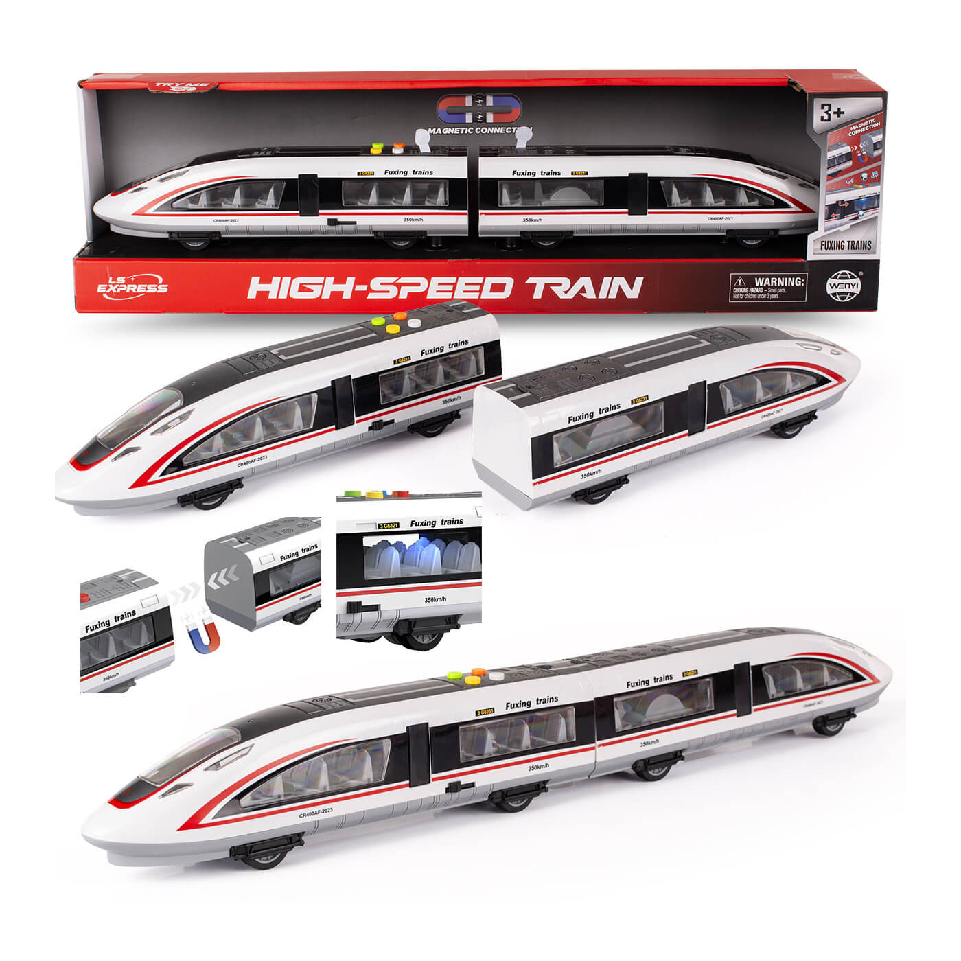 Interaktywny Tramwaj Miejski z Dźwiękiem, Światłem i Otwieranymi Drzwiami – Wagony na Magnes, Napęd Frykcyjny 57 cm