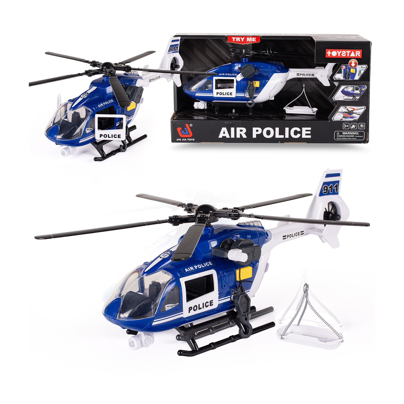 Helikopter policyjny światła i dźwięki 1:14 –  zabawka dla dzieci na baterie