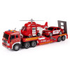 Straż Pożarna auto Tir laweta z helikopterem i samochodem – zestaw ratowniczy dla dzieci 3+