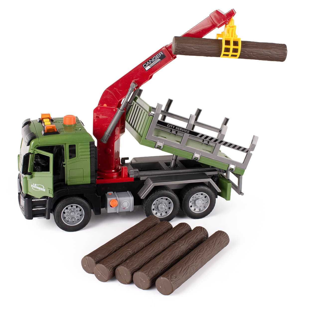 Ciężarówka na baterie do transportu drewna https://swiat-dziecka.pl/83496-large_default/ciezarowka-z-hds-transport-drewna-z-ruchomym-dzwigiem-efekty-swietlne-i-dzwiekowe.jpg