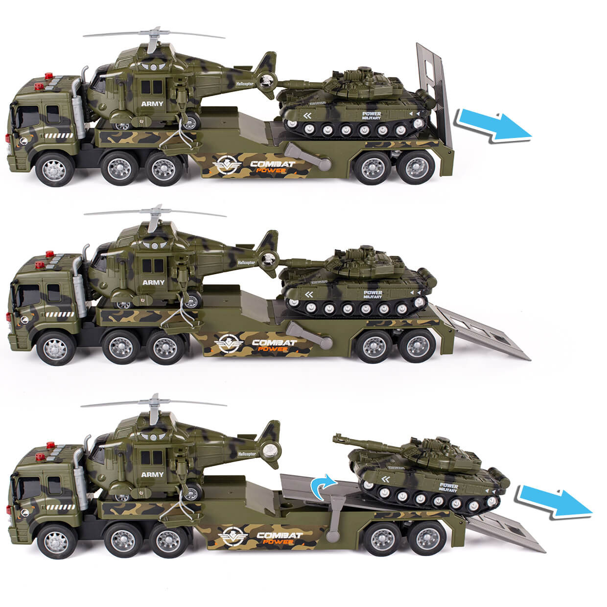 Zestaw wojskowy TIR laweta z helikopterem