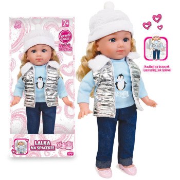Lalka mówiąca po polsku Natalia 36 cm w zimowym ubranku miękka lalka