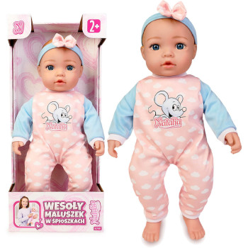 Lalka bobas mówiąca płacze jak niemowlak, miękkie ciało 43 cm Natalia