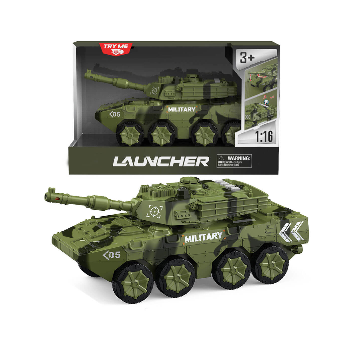 Czołg wojskowy interaktywna zabawka wojsko armia światło i dźwięk 1:16