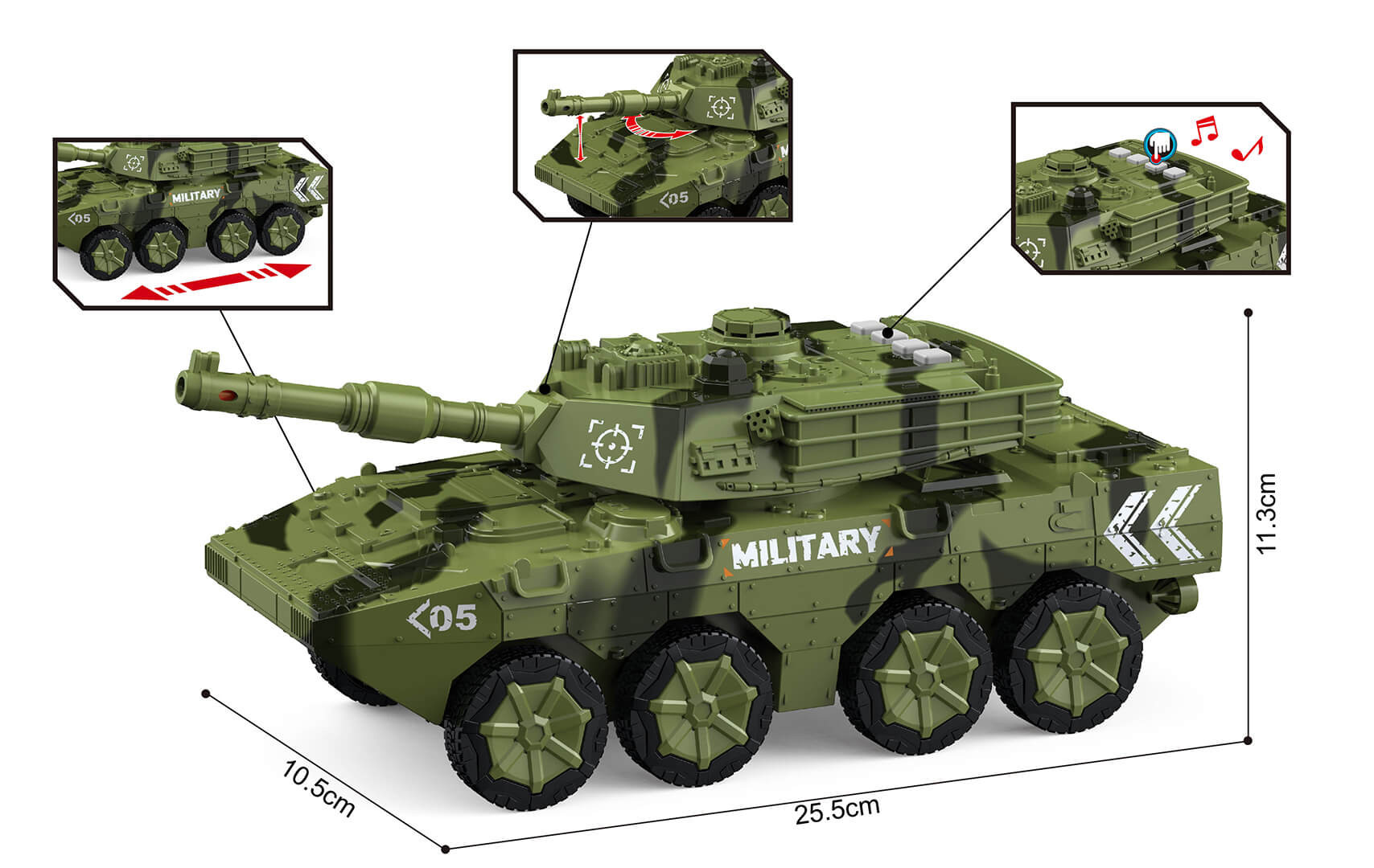 Czołg zabawkowy dla dziecka z dźwiękiem