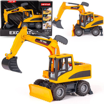 Koparka budowlana - ruchoma Łyżka, 360°, gumowe Koła - zabawka z dźwiękiem