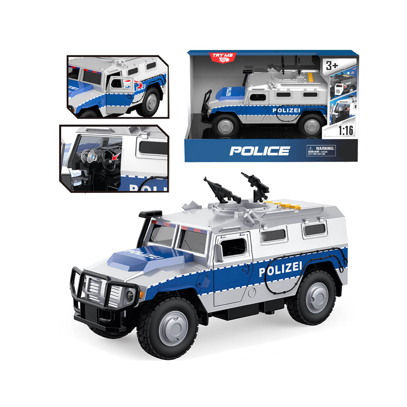 Policja samochód policyjny taktyczny, dźwięki i światła, zabawka interaktywna 3+