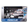 Zestaw policyjny XXL 4 el. Duży zestaw służb ratunkowych - radiowóz, helikopter, motor policyjny i karetka