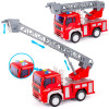 Zestaw pojazdów Straż Pożarna XXL 4 el. Duży zestaw służb ratunkowych - Auto z armatką, Wóz strażacki, helikopter.