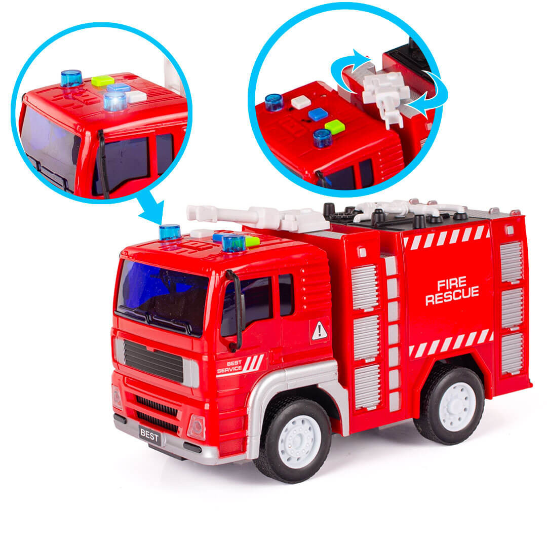 Samochód straży pożarnej z armatką wodną zestaw