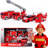 Zestaw pojazdów Straż Pożarna XXL 4 el. Duży zestaw służb ratunkowych - Auto z armatką, Wóz strażacki, helikopter.