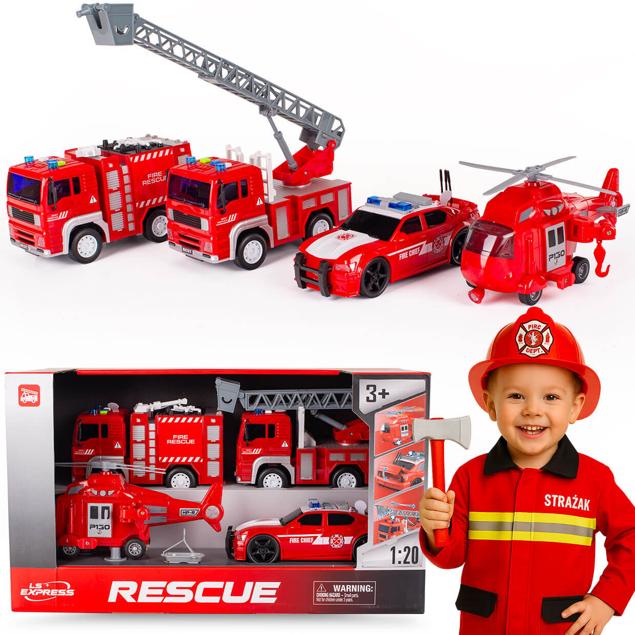 Zestaw pojazdów ratunkowych zabawka dla dziecka