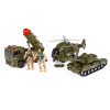 Zestaw wojskowy z pojazdami czołg, helikopter, ciężarówka z żołnierzykami 5 el.