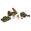 Zestaw wojskowy z pojazdami czołg, helikopter, ciężarówka z żołnierzykami 5 el.