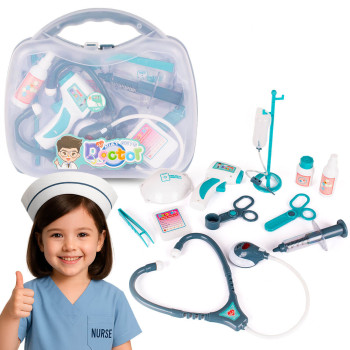 Zestaw małego lekarza w walizce dla dziewczynki, lekarz, doktor na baterie +3