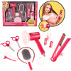Zestaw fryzjerski suszarka , prostownica, szczotka i akcesoria fryzjerskie - zabawka z efektami