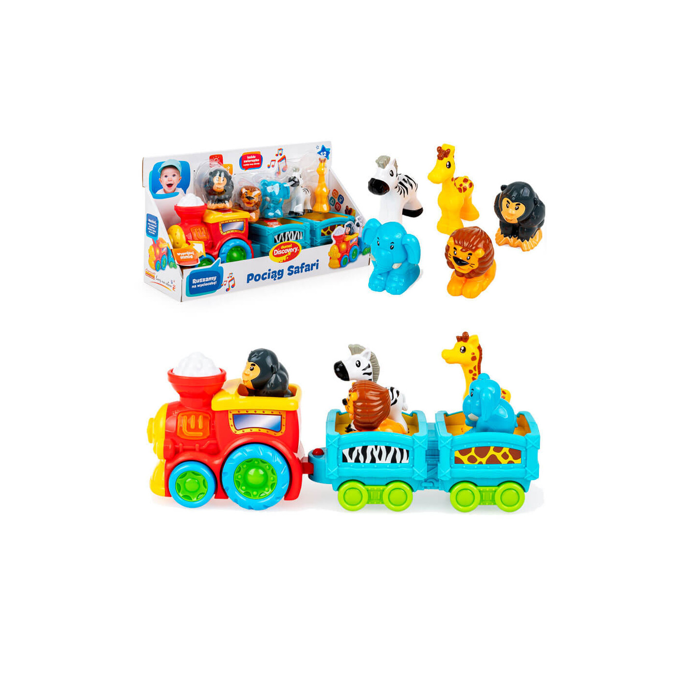 Pociąg Safari Interaktywny pociąg ze zwierzętami 12m+ Dumel Discovery DD44697
