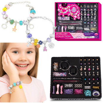 Zestaw do Robienia Bransoletek i Naszyjników CHARMS 336 el. – Koraliki, Zawieszki, Biżuteria DIY dla Dzieci