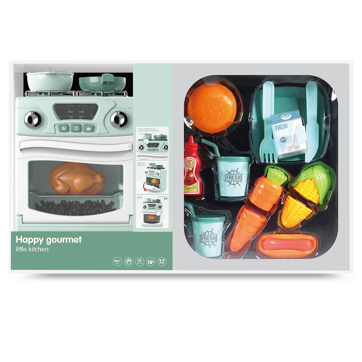 Zabawkowa kuchenka z akcesoriami do gotowania