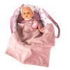 Lalka bobasek 28 cm z nosidełkiem, kocykiem i smoczkiem - zestaw dla dziewczynki