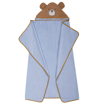 Okrycie kąpielowe z kapturkiem duży ręcznik 120x100 cm 100% bawełna Niebieski Miś