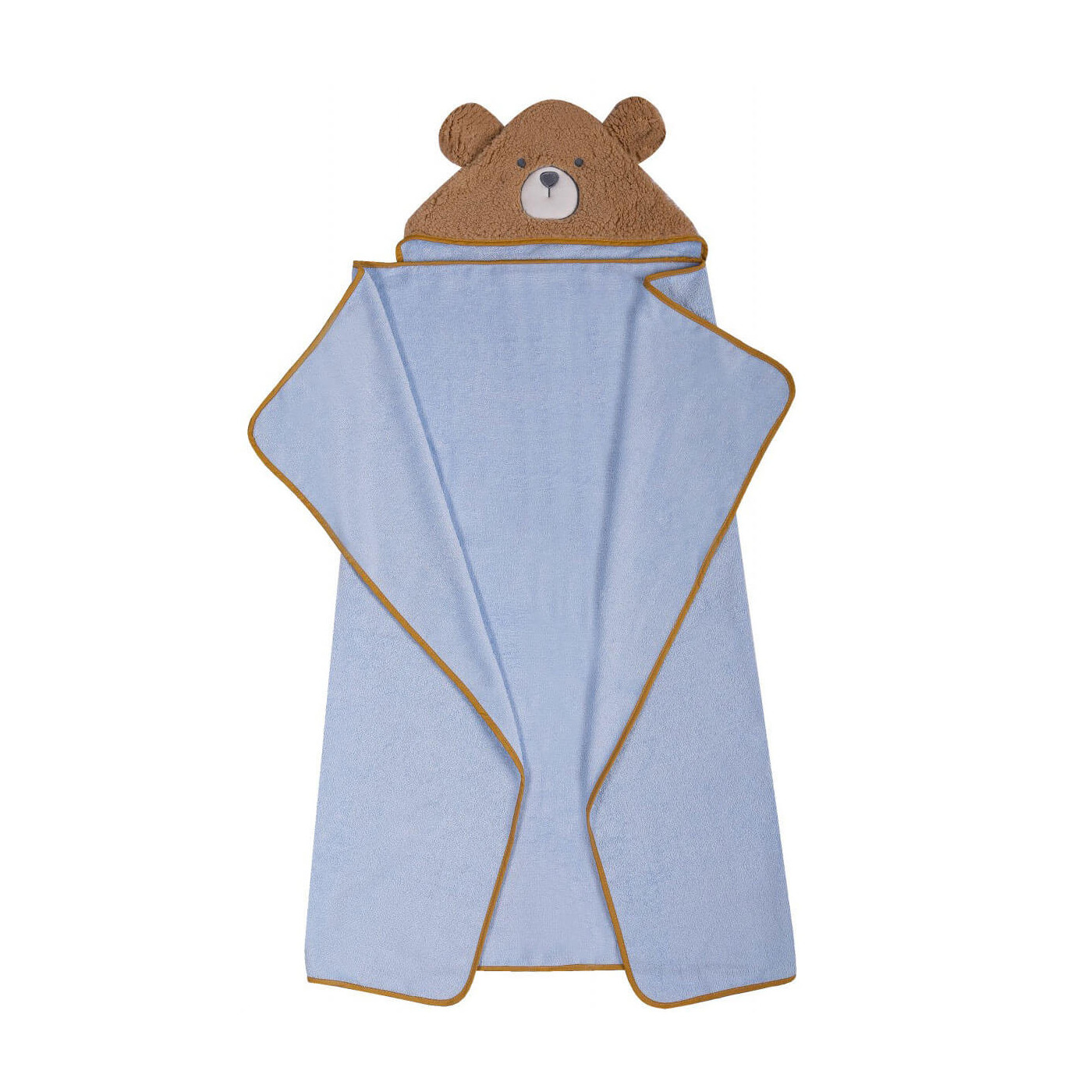 Okrycie kąpielowe z kapturkiem duży ręcznik 120x100 cm 100% bawełna Niebieski Miś