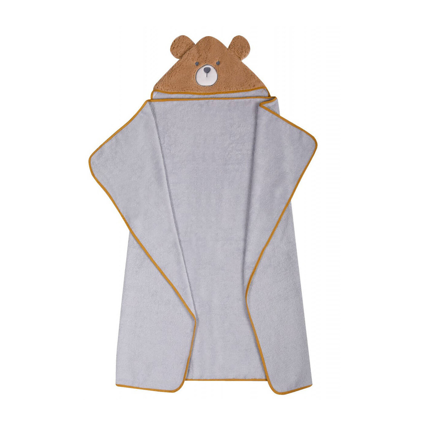 Okrycie kąpielowe z kapturkiem duży ręcznik 120x100 cm 100% bawełna Szary Miś