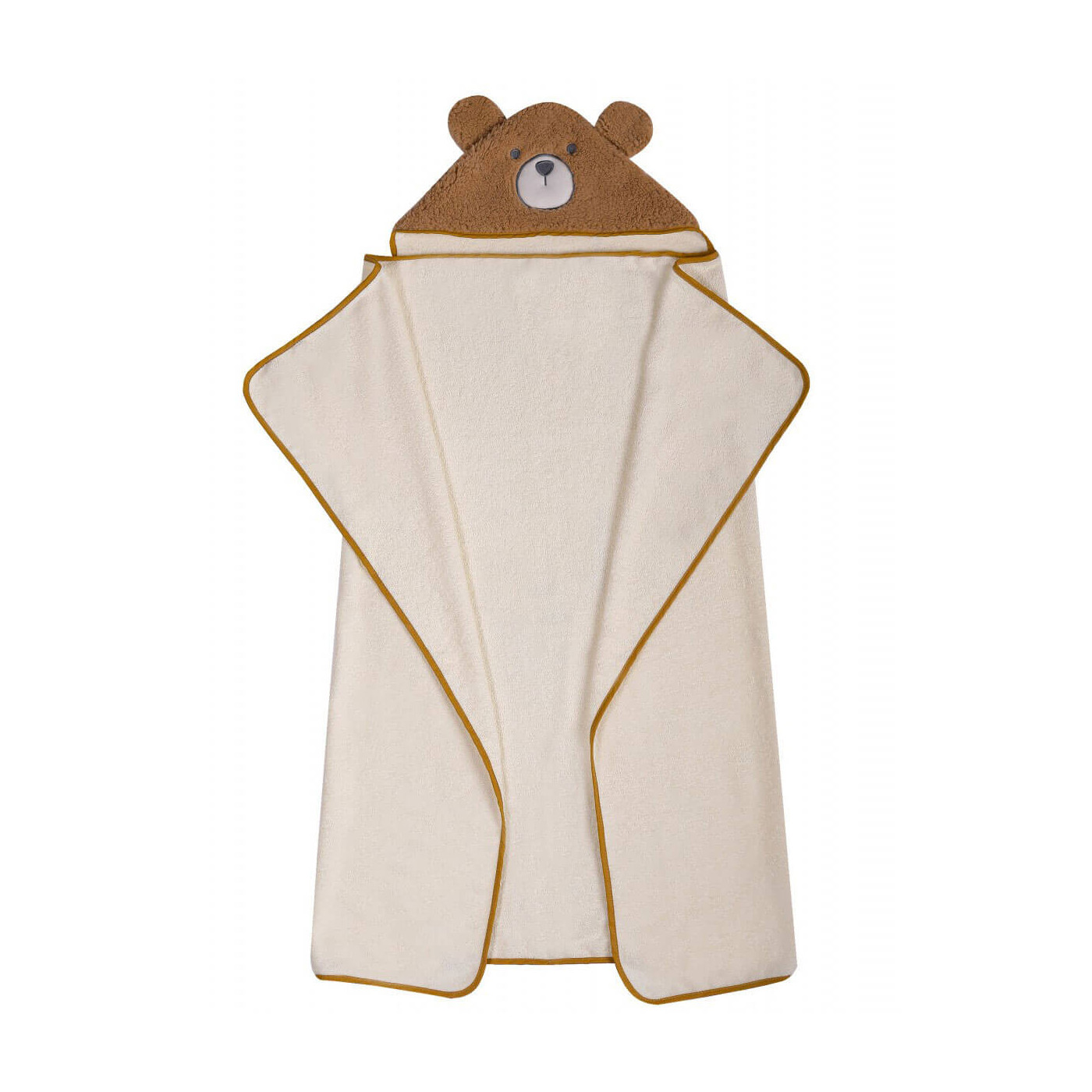 Okrycie kąpielowe z kapturkiem duży ręcznik 120x100 cm 100% bawełna Beżowy Miś