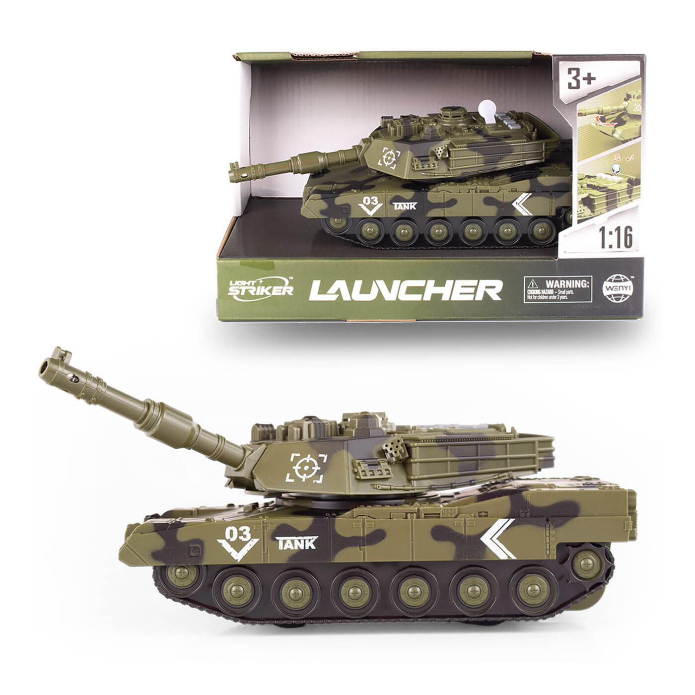 Czołg wojskowy zabawka interaktywna w wojsko armia światła i dźwięki 1:16