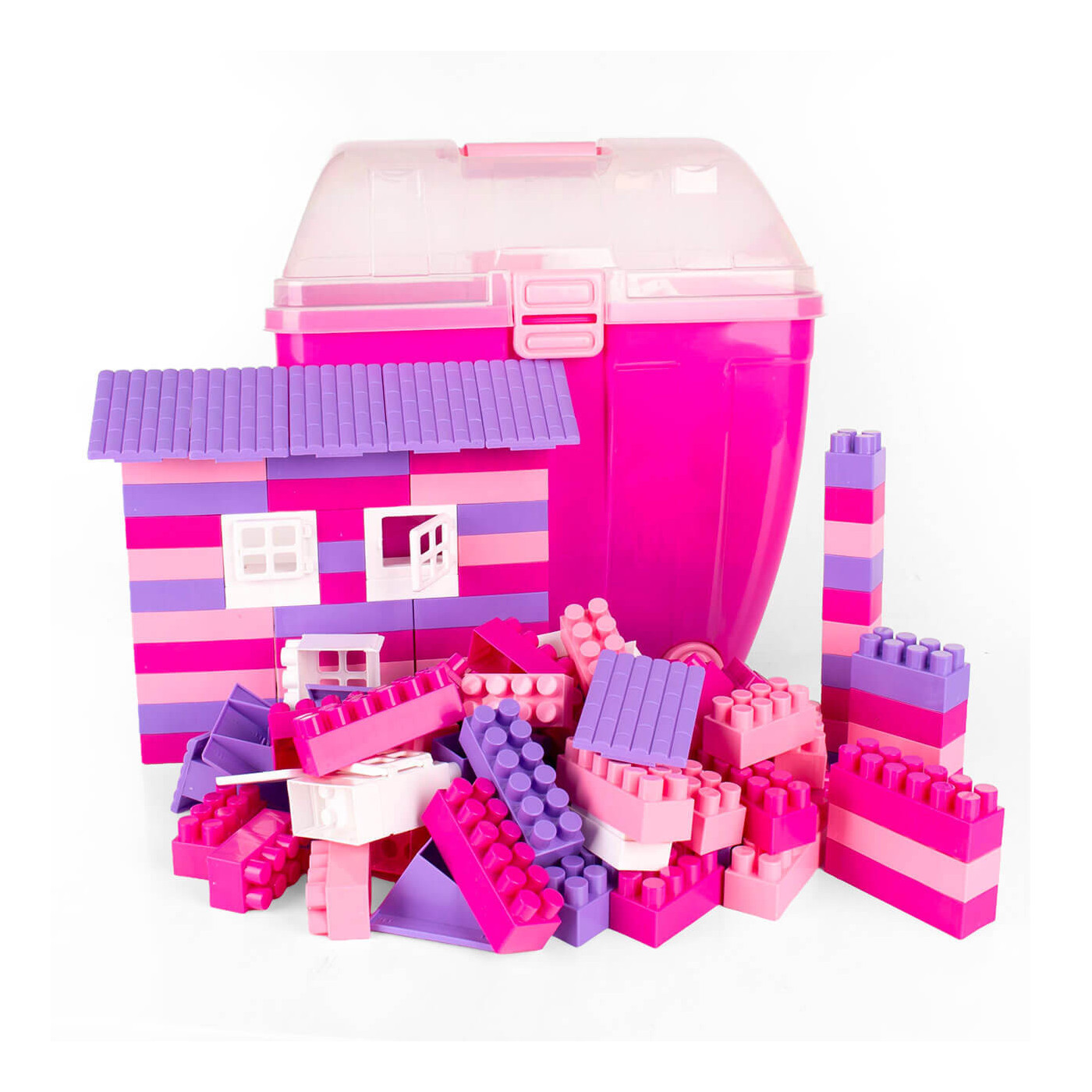 Klocki Hemar K2 w kuferku Różowy - 280 el. Duży kuferek klocków konstrukcyjnych 2+ dla dziewczynki