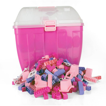 Klocki w kuferku Hemar K1 różowe klocki dla dziewczynki